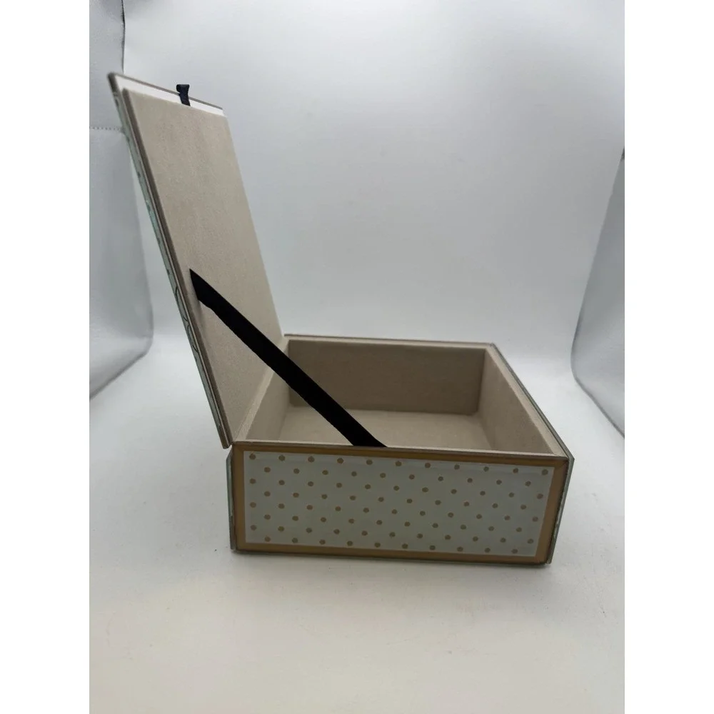 Fabulous Things Glass Trinket Box Gold Polka Dot Decorative Keepsake Jewelry Box